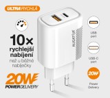 Aligator Power Delivery 20W chytrá síťová nabíječka USB-C + USB, bílá