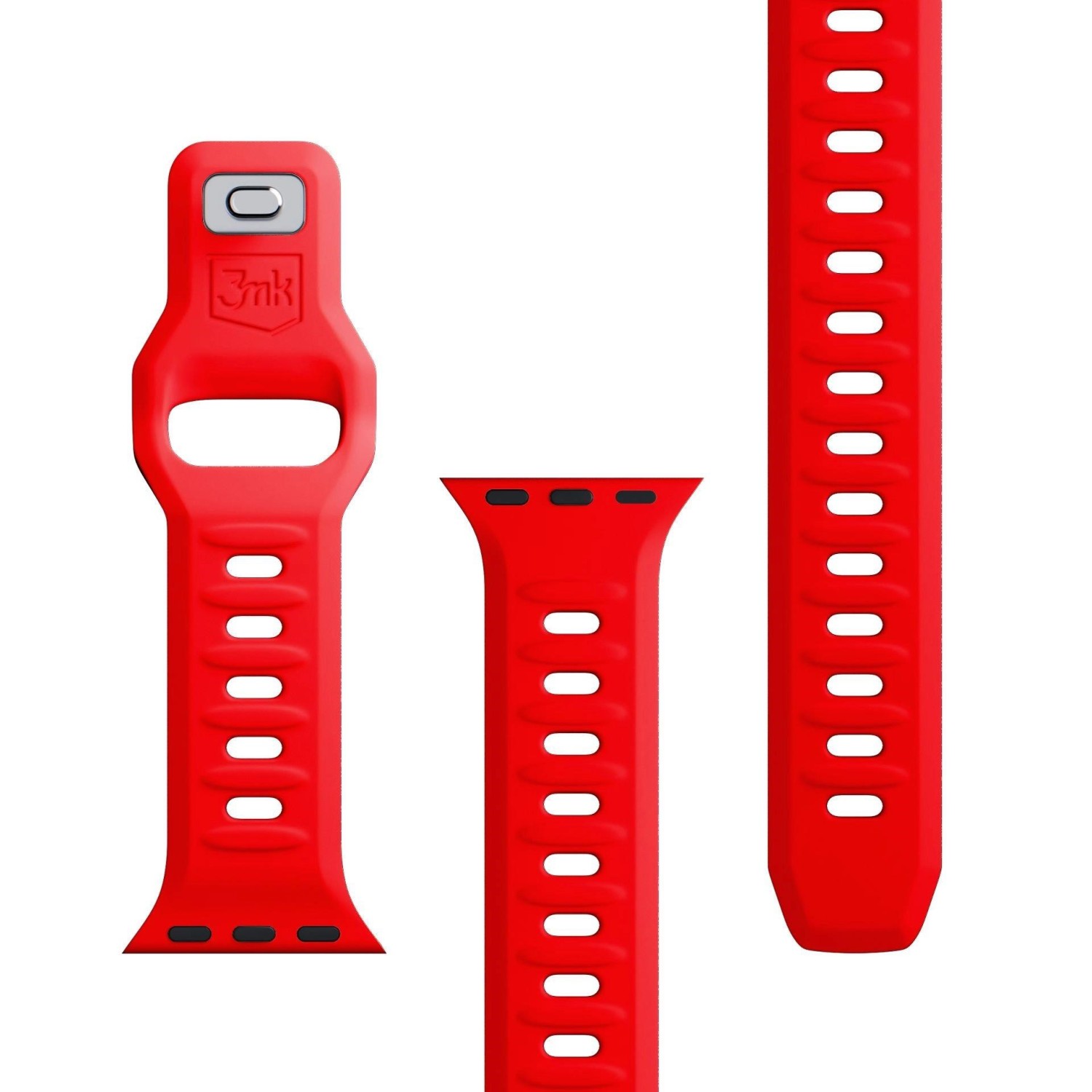 Řemínek 3mk Silicone Watch Strap pro Apple 42/44/45/49 mm, červená