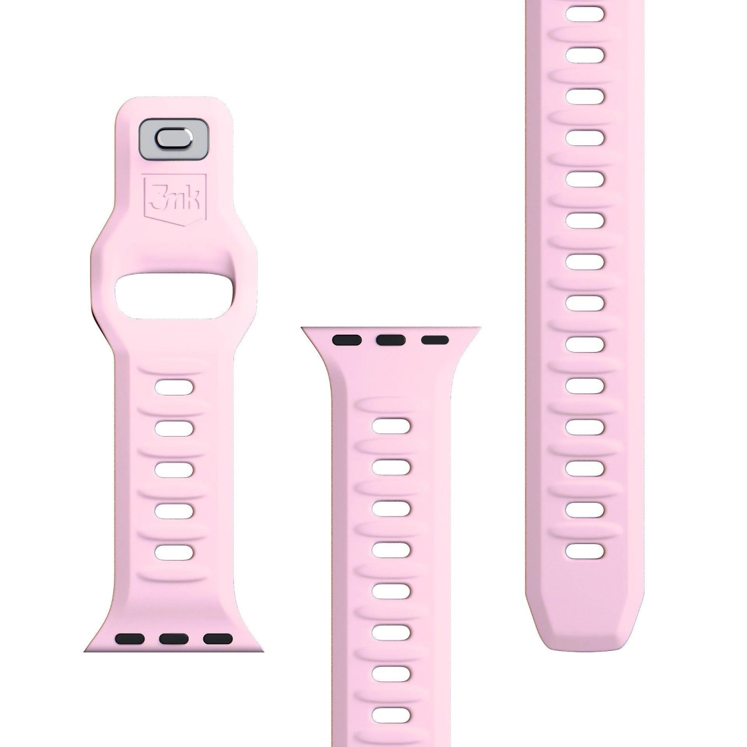 Řemínek 3mk Silicone Watch Strap pro Apple 42/44/45/49 mm, práškově růžová