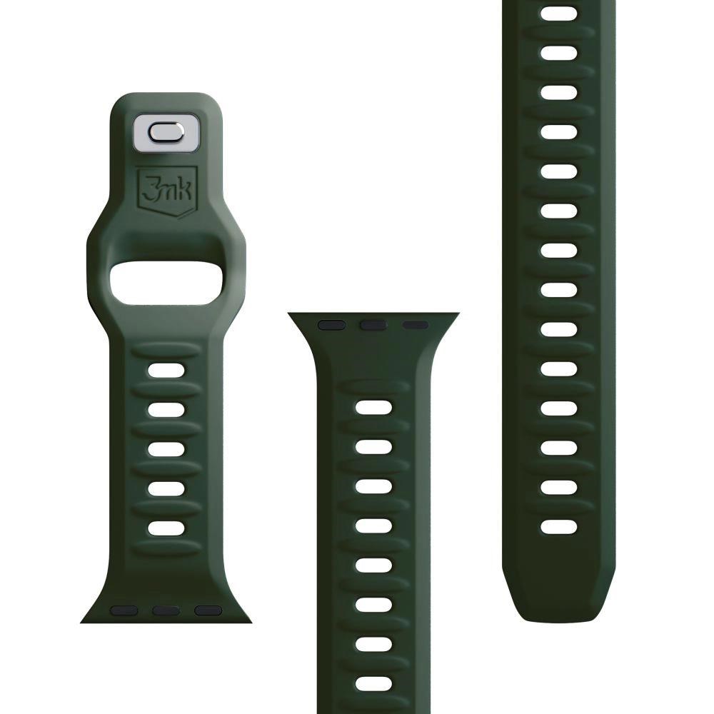 3mk Silicone Watch Strap pro Apple 42/44/45/49 mm, tmavě zelená