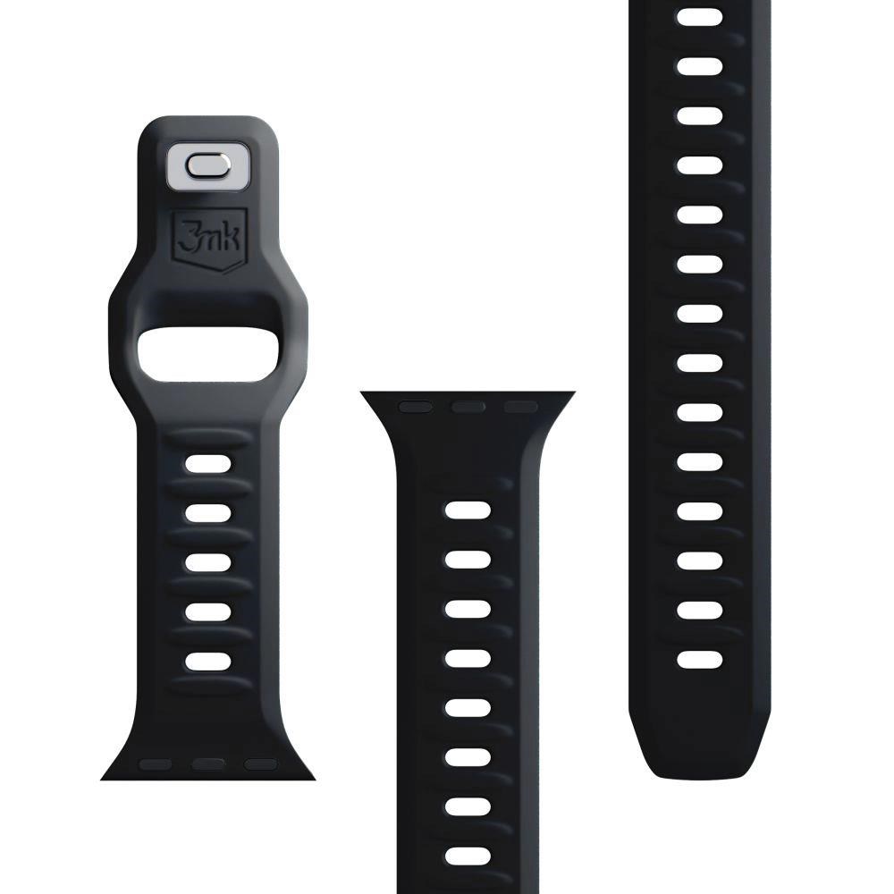 Řemínek 3mk Silicone Watch Strap pro Apple 42/44/45/49 mm, černá