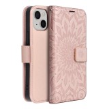 Flipové pouzdro MEZZO Book case pro Apple iPhone 15 Pro Max, mandala rose gold