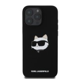 Karl Lagerfeld Liquid Silicone Choupette Head MagSafe Zadní Kryt pro iPhone 16 Pro Black