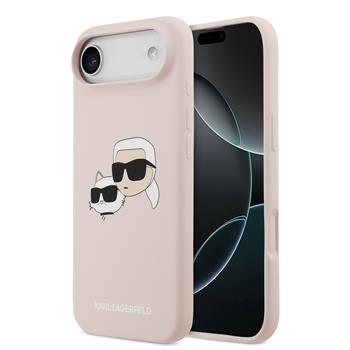 Zadní kryt Karl Lagerfeld Liquid Silicone Double Heads MagSafe pro Apple iPhone 16 Pro, růžová