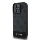 Guess PU 4G Stripe Zadní Kryt pro iPhone 16 Pro Grey