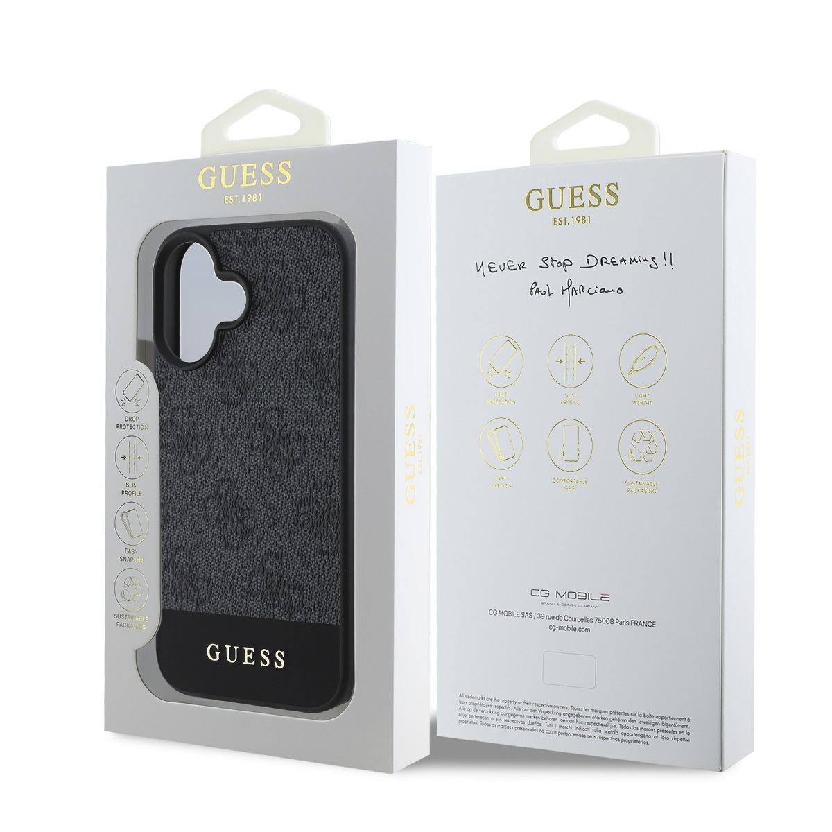 Guess PU 4G Stripe Zadní Kryt pro iPhone 16 Grey