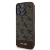 Guess PU 4G Stripe Zadní Kryt pro iPhone 16 Pro Max Brown