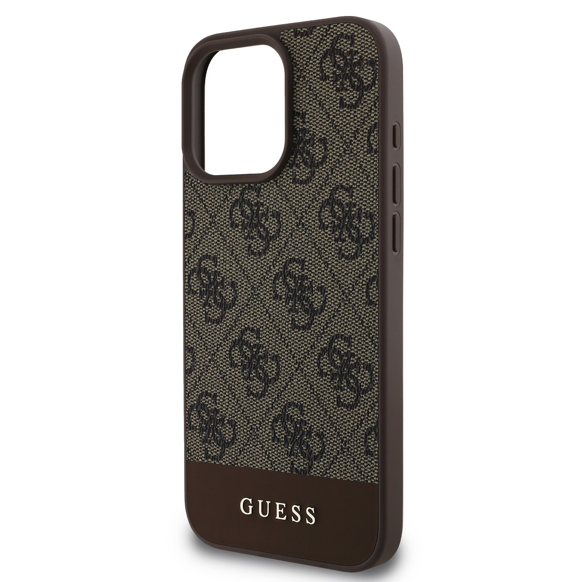 Guess PU 4G Stripe Zadní Kryt pro iPhone 16 Pro Max Brown