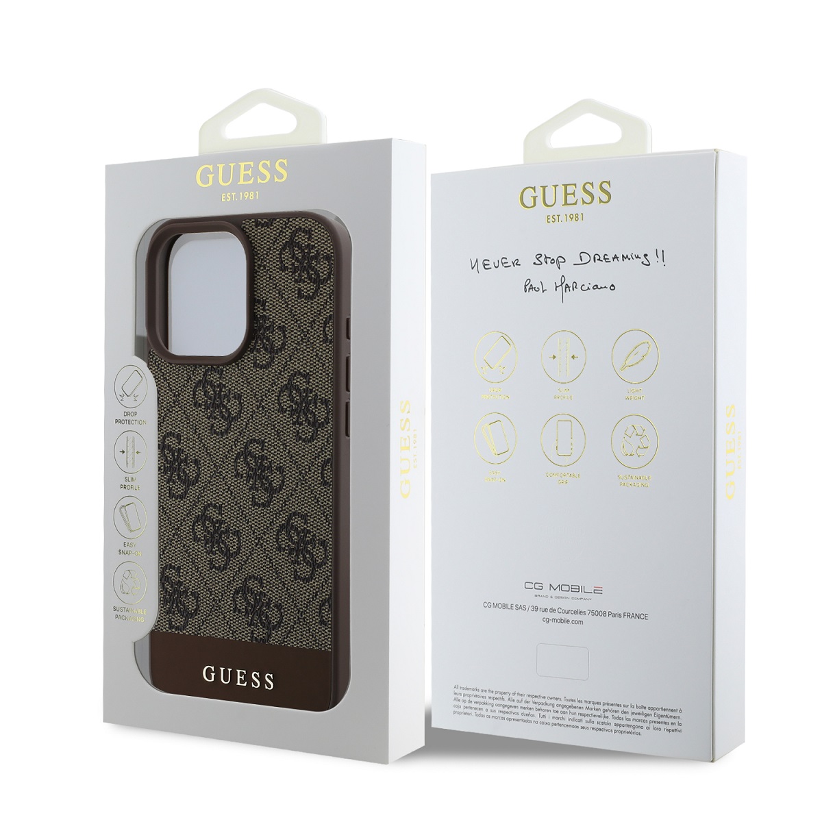 Guess PU 4G Stripe Zadní Kryt pro iPhone 16 Pro Max Brown