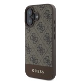 Guess PU 4G Stripe Zadní Kryt pro iPhone 16 Brown