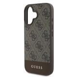 Guess PU 4G Stripe Zadní Kryt pro iPhone 16 Brown