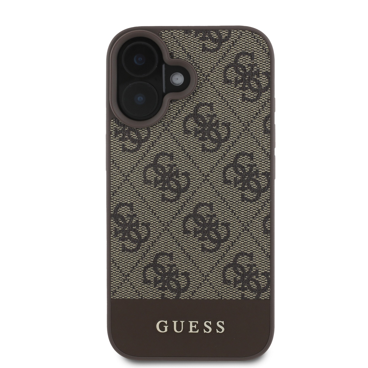 Guess PU 4G Stripe Zadní Kryt pro iPhone 16 Brown