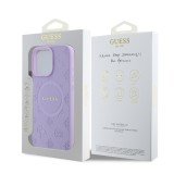 Guess Saffiano Peony Stamp MagSafe Zadní Kryt pro iPhone 16 Pro Purple