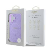 Guess Saffiano Peony Stamp MagSafe Zadní Kryt pro iPhone 16 Purple