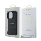 Guess Saffiano Peony Stamp MagSafe Zadní Kryt pro iPhone 16 Pro Max Black