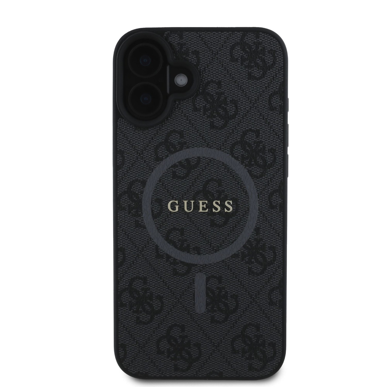 Guess PU Leather 4G Colored Ring MagSafe Zadní Kryt pro iPhone 16 Black