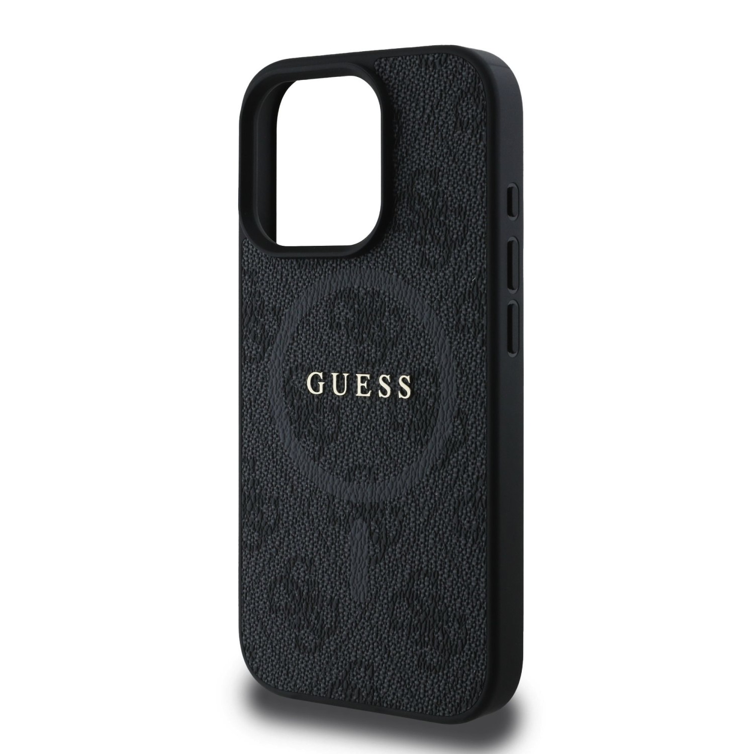 Guess PU Leather 4G Colored Ring MagSafe Zadní Kryt pro iPhone 16 Pro Max Black