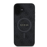 Guess PU Leather 4G Colored Ring MagSafe Zadní Kryt pro iPhone 16 Plus Black