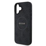 Guess PU Leather 4G Colored Ring MagSafe Zadní Kryt pro iPhone 16 Plus Black