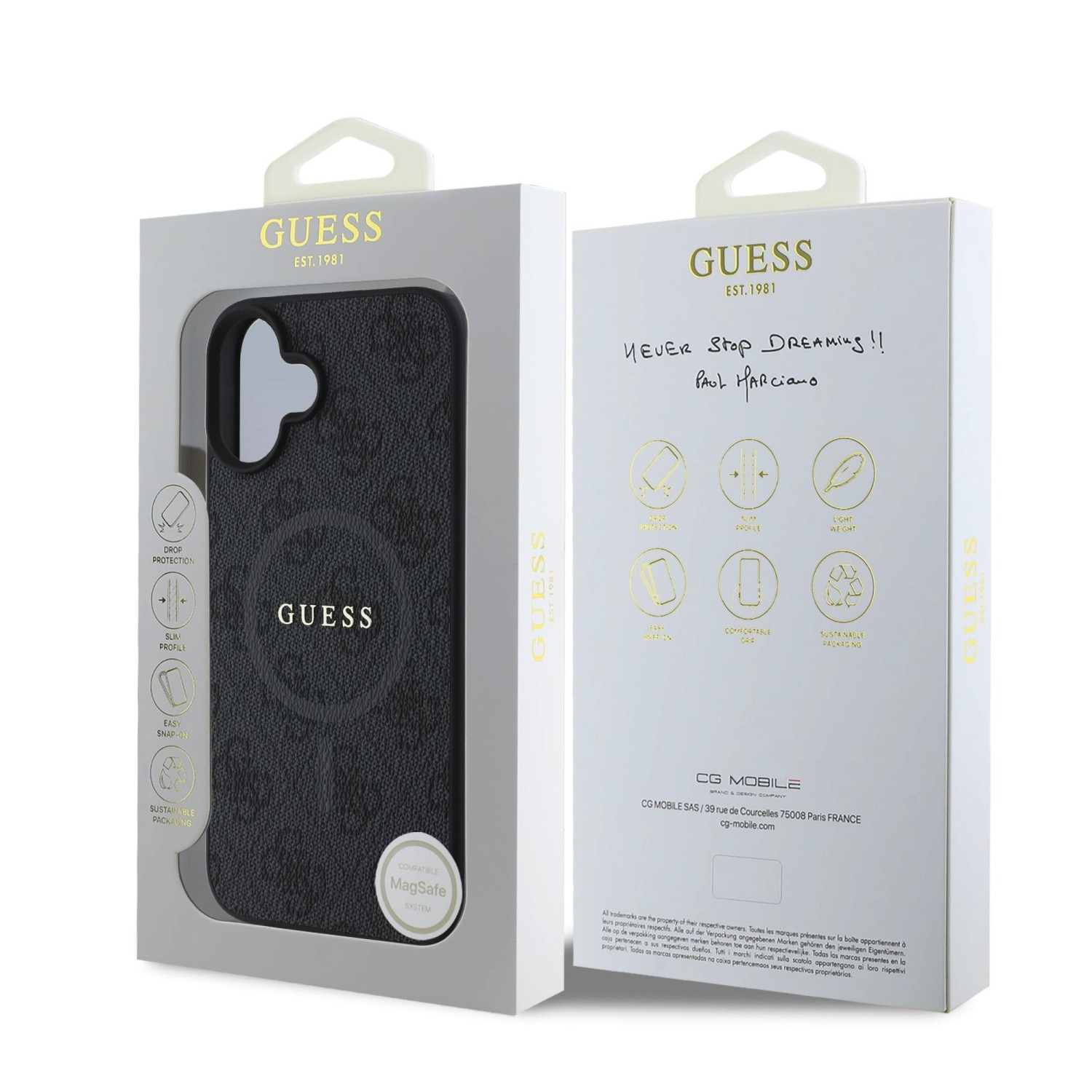 Guess PU Leather 4G Colored Ring MagSafe Zadní Kryt pro iPhone 16 Plus Black