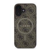 Guess PU Leather 4G Colored Ring MagSafe Zadní Kryt pro iPhone 16 Plus Brown