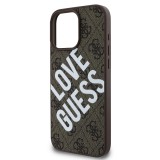 Guess PU Leather 4G Big Love Logo MagSafe Zadní Kryt pro iPhone 16 Pro Brown