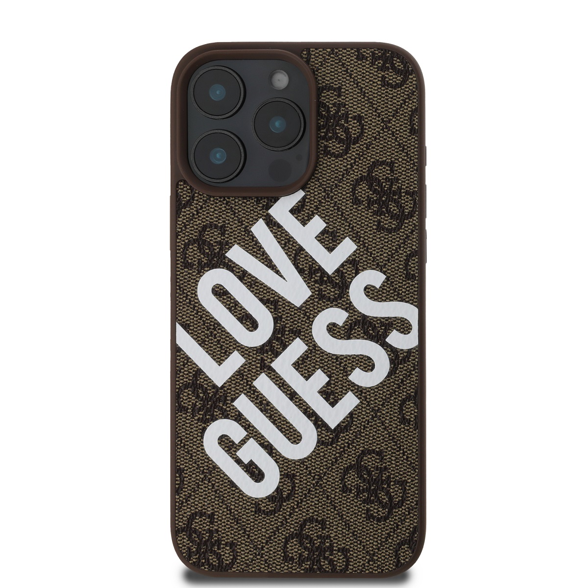 Guess PU Leather 4G Big Love Logo MagSafe Zadní Kryt pro iPhone 16 Pro Brown