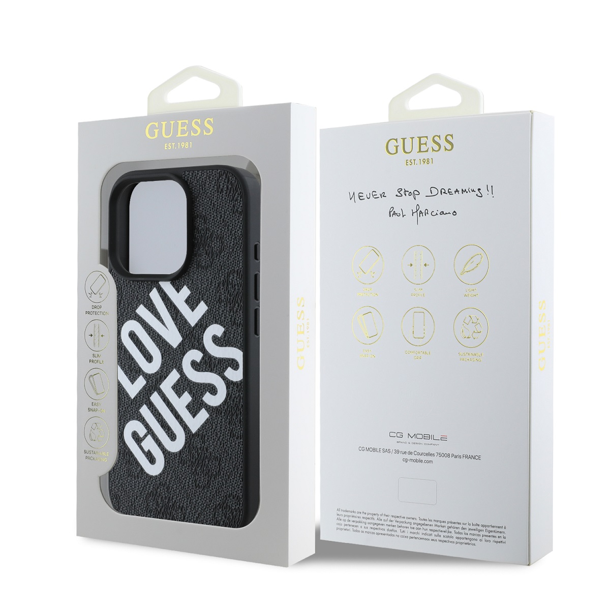 Guess PU Leather 4G Big Love Logo MagSafe Zadní Kryt pro iPhone 16 Pro Max Black