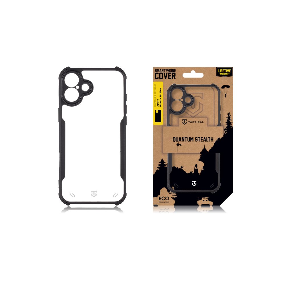 Tactical Quantum Stealth Kryt pro Apple iPhone 16 Plus Clear/Black