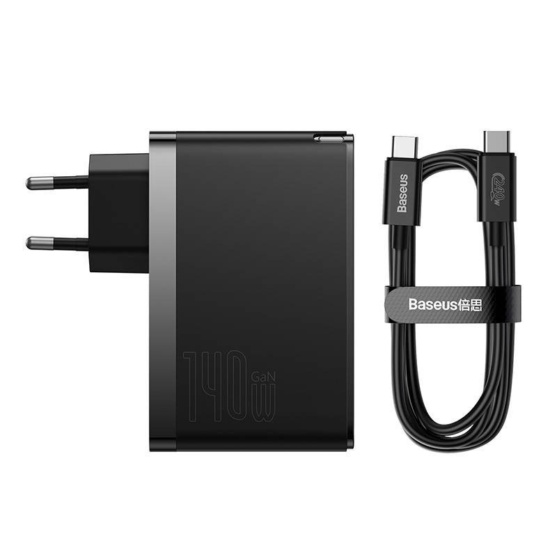 Baseus GaN5 Pro Fast USB + 2xUSB-C 140W černá