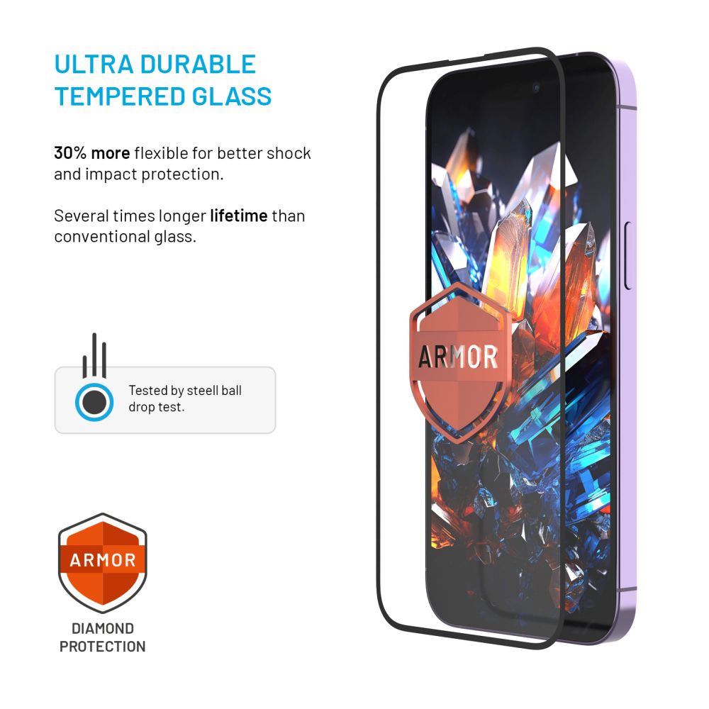 Ultra odolné tvrzené sklo FIXED Armor s Anti-dust aplikátorem a AR vrstvou pro Apple iPhone 12 Pro Max/13 Max/14 Plus, černá