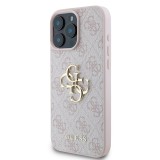 Guess PU 4G Metal Logo Zadní Kryt pro iPhone 16 Pro Max Pink