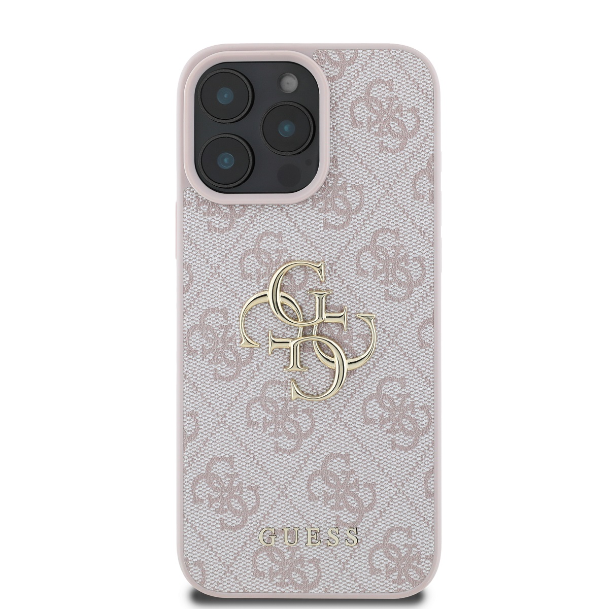 Guess PU 4G Metal Logo Zadní Kryt pro iPhone 16 Pro Max Pink