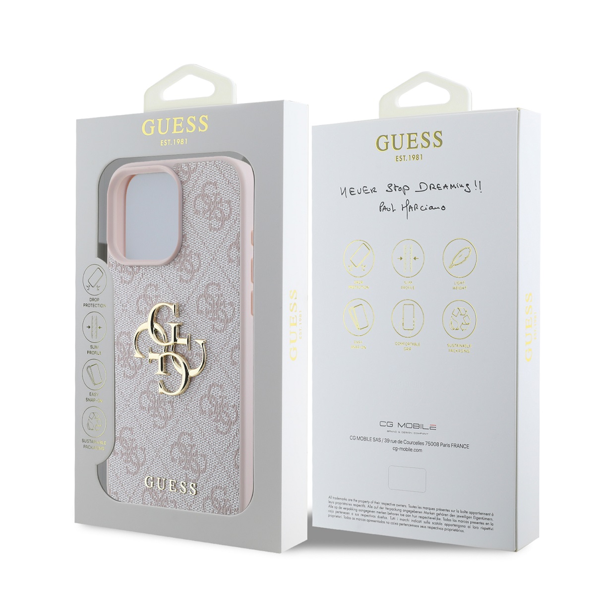 Guess PU 4G Metal Logo Zadní Kryt pro iPhone 16 Pro Pink