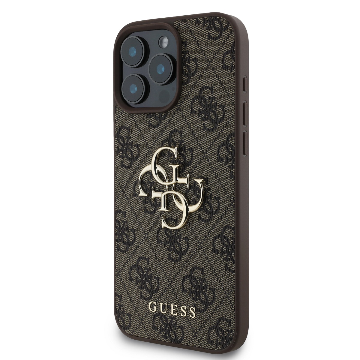 Guess PU 4G Metal Logo Zadní Kryt pro iPhone 16 Pro Max Brown