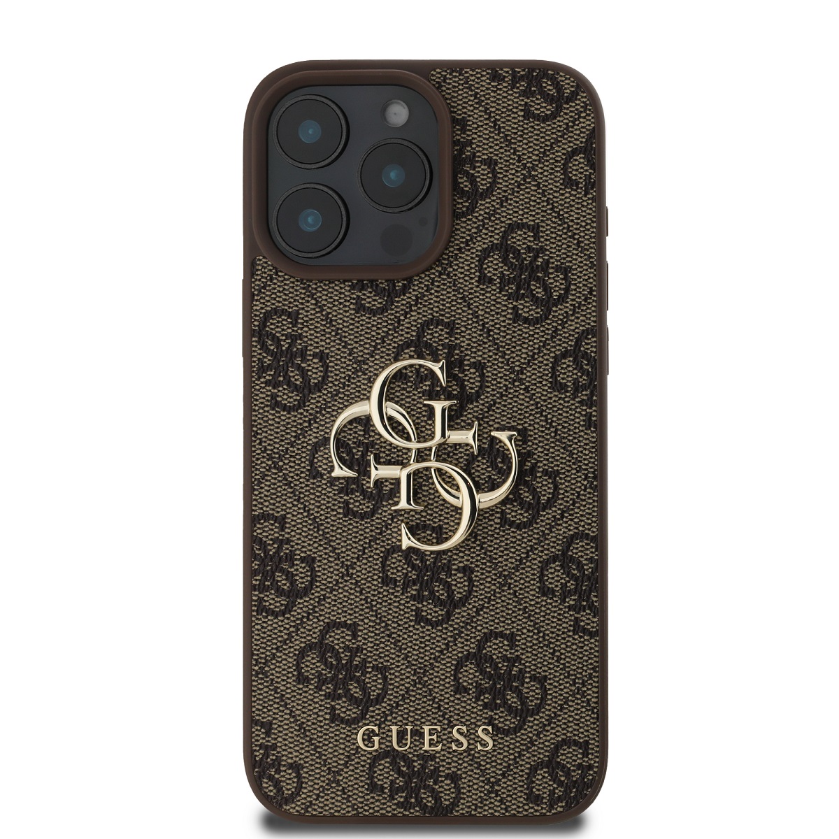 Guess PU 4G Metal Logo Zadní Kryt pro iPhone 16 Pro Brown