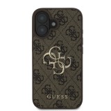 Guess PU 4G Metal Logo Zadní Kryt pro iPhone 16 Plus Brown