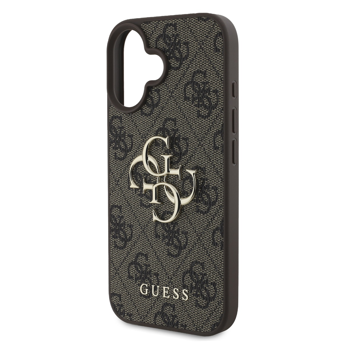 Guess PU 4G Metal Logo Zadní Kryt pro iPhone 16 Plus Brown