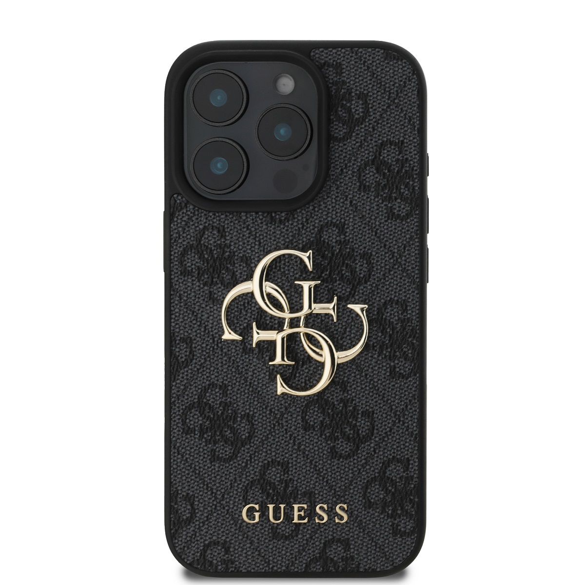 Guess PU 4G Metal Logo Zadní Kryt pro iPhone 16 Pro Max Grey