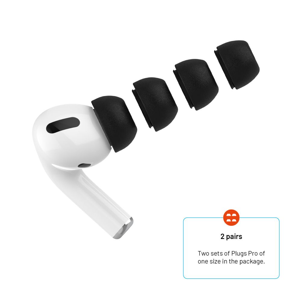 Špunty z paměťové pěny FIXED Plugs Pro pro Apple Airpods Pro/Pro 2, 2 sady, velikost M