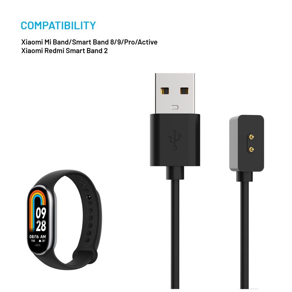 Nabíjecí USB-A kabel FIXED pro Xiaomi Mi Band/Smart Band 8/9/Pro/Active, černý