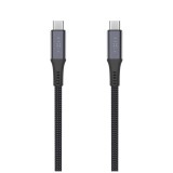 Nabíjecí a datový opletený kabel FIXED s konektory USB-C/USB-C, PD 3.1, 1.2 m, USB4gen2 20Gbps, 4K60Hz, 240W, šedá