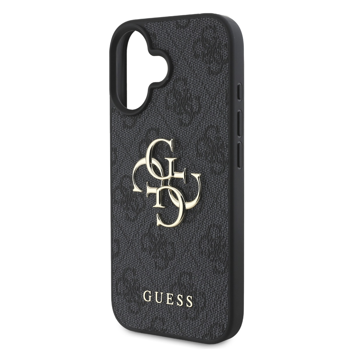 Guess PU 4G Metal Logo Zadní Kryt pro iPhone 16 Grey