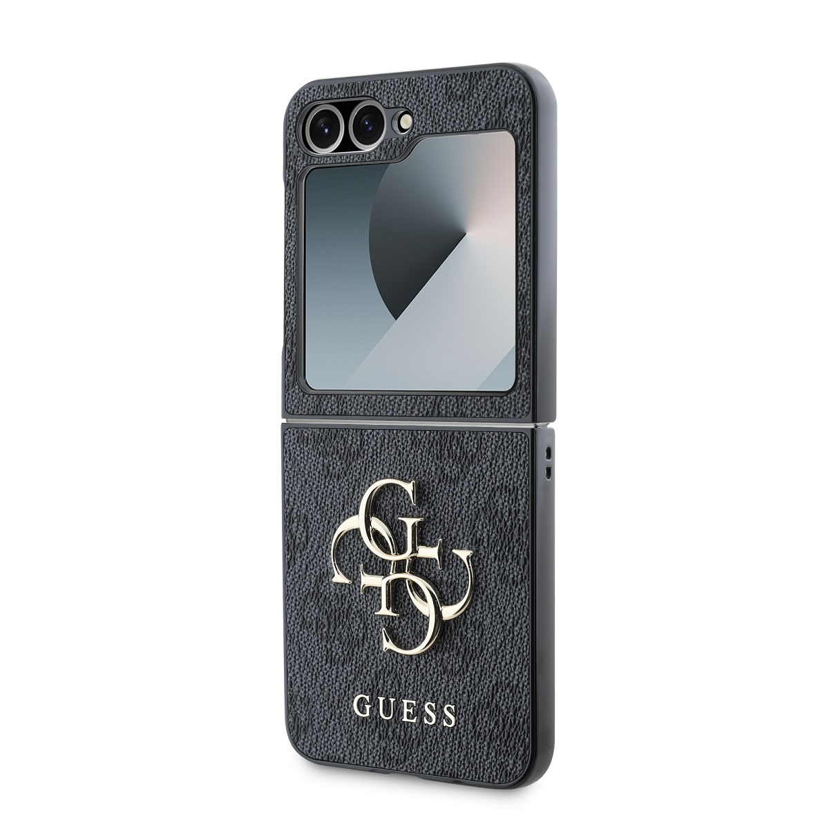 Guess PU 4G Metal Logo Zadní Kryt pro Samsung Galaxy Z Flip 6 Grey