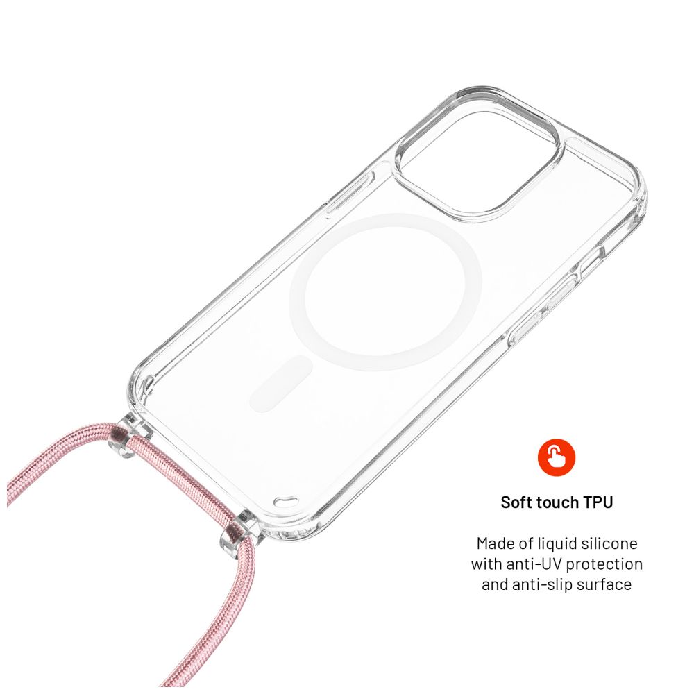 Pouzdro FIXED MagPure Neck s černou šňůrkou na krk pro Apple iPhone SE (2025)