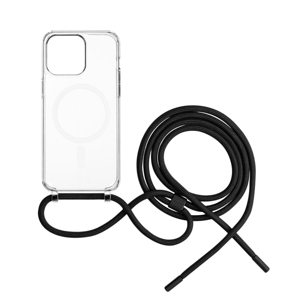 Pouzdro FIXED MagPure Neck s černou šňůrkou na krk pro Apple iPhone SE (2025)