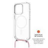 Pouzdro FIXED MagPure Neck s růžovou šňůrkou na krk pro Apple iPhone 16 Pro Max