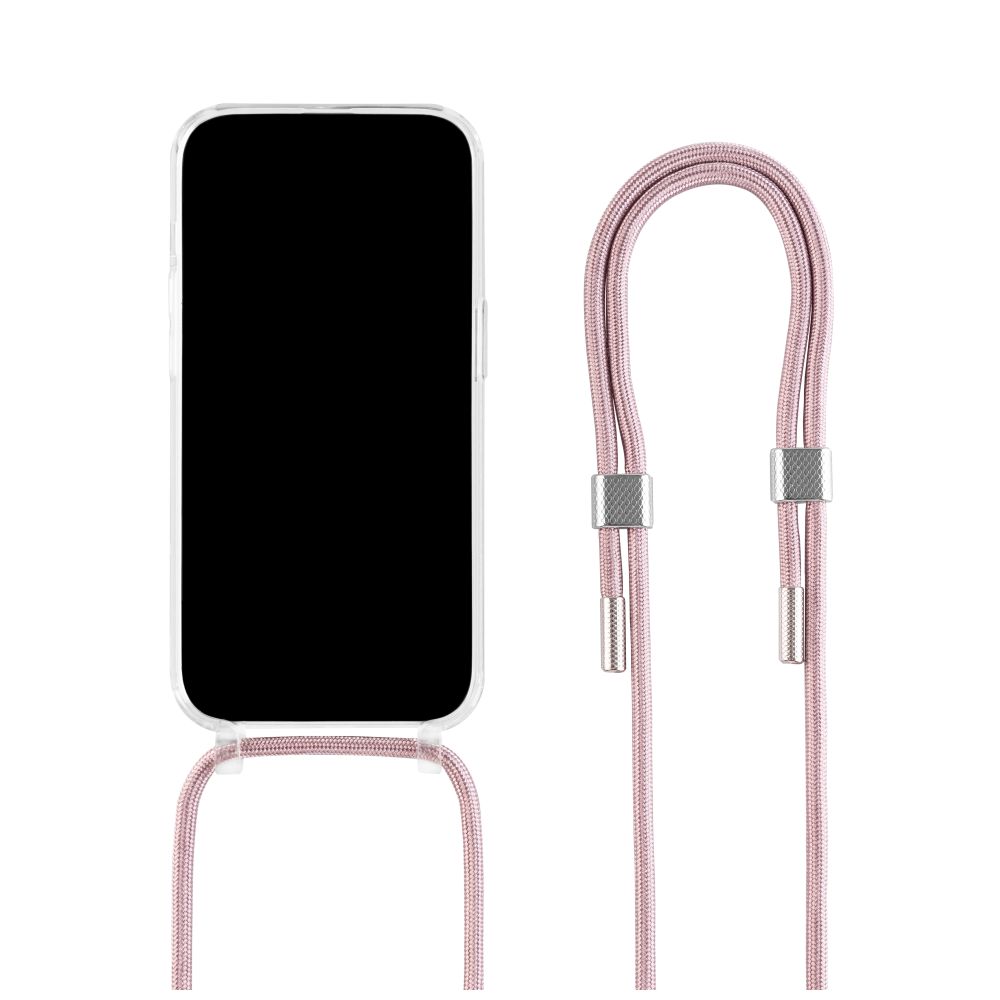 Pouzdro FIXED MagPure Neck s růžovou šňůrkou na krk pro Apple iPhone 16 Plus