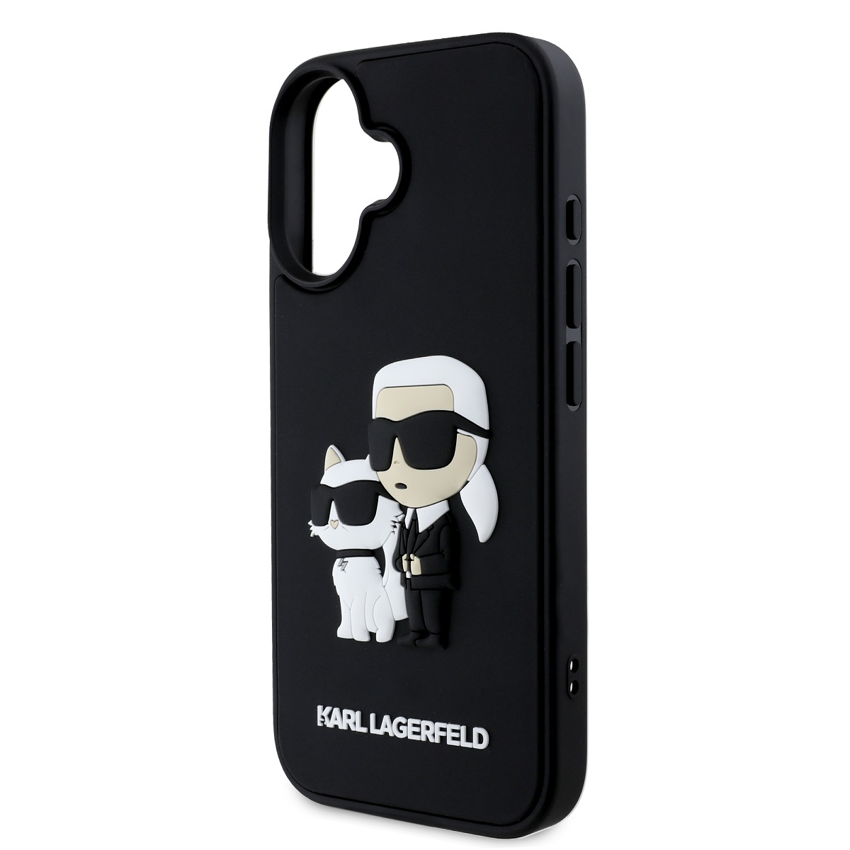 Karl Lagerfeld 3D Rubber Karl and Choupette Zadní Kryt pro iPhone 16 Plus Black