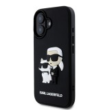 Karl Lagerfeld 3D Rubber Karl and Choupette Zadní Kryt pro iPhone 16 Black